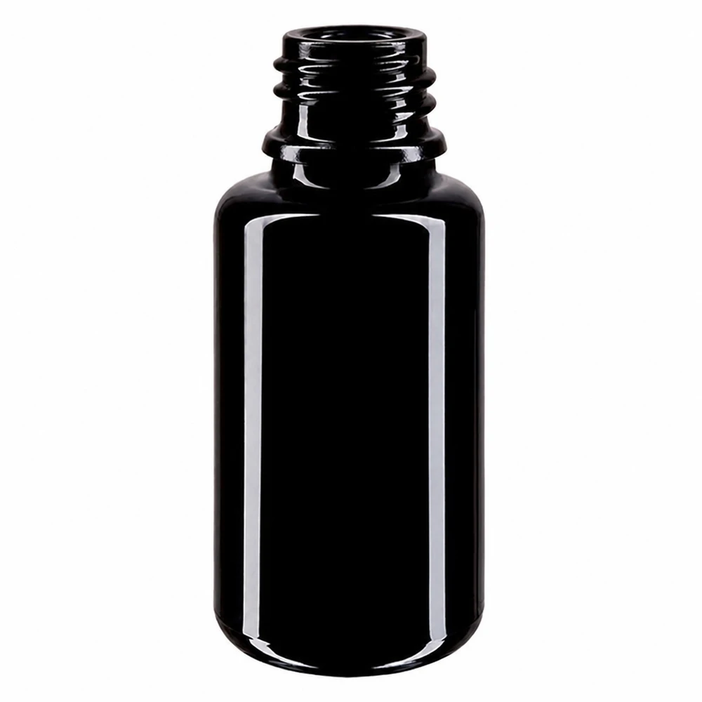 Butelka z fioletowego szkła 20ml DIN 18 (Mironglas) Butelka z zakraplaczem Orion o pojemności 20 ml wykonana z wysokiej jakości fioletowego szkła Miron do olejków eterycznych i nalewek