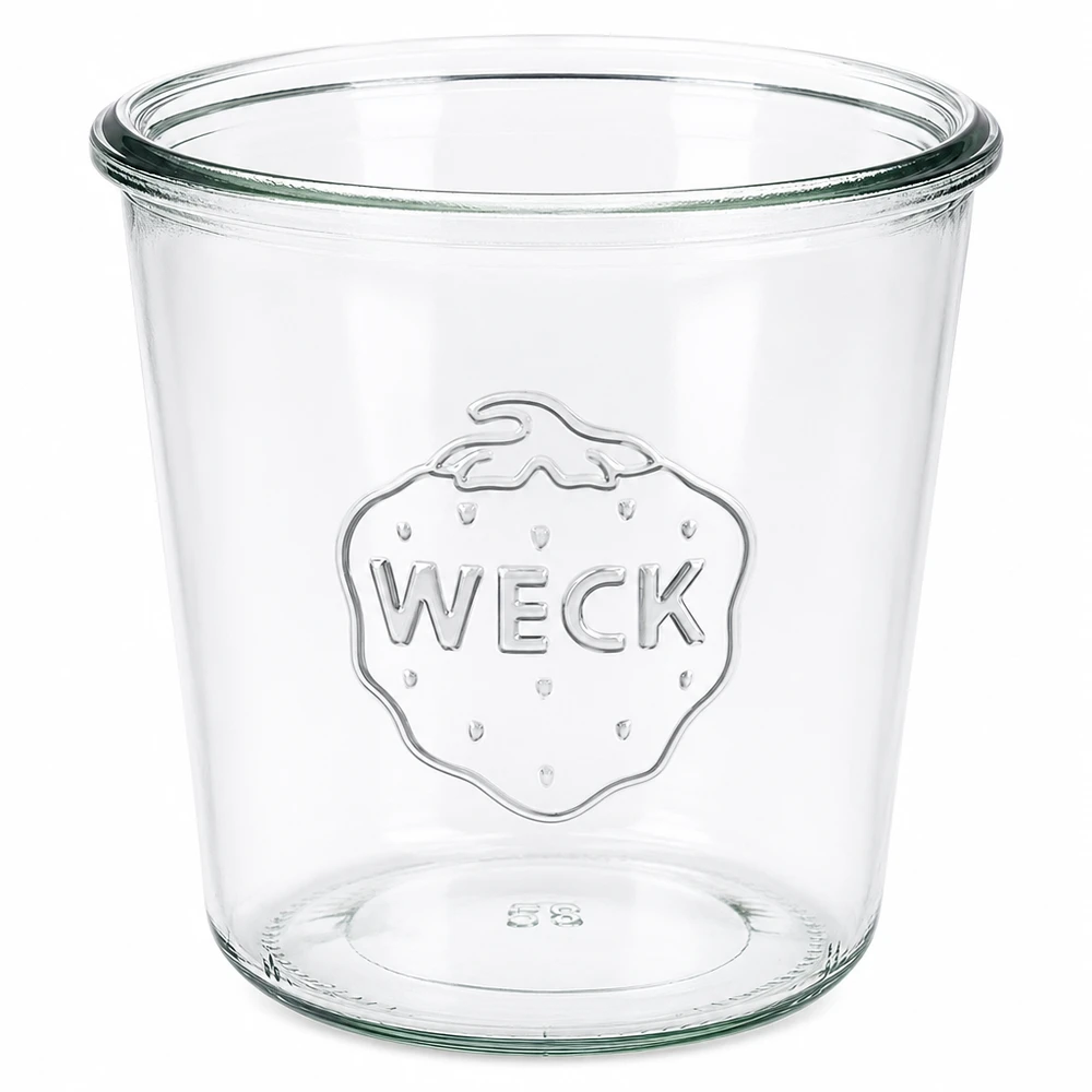 Kubki o pojemności 580 ml WECK RR100 Słoik WECK 580ml RR100 z przezroczystego szkła z wytłoczonym logo do konserwowania i puszkowania