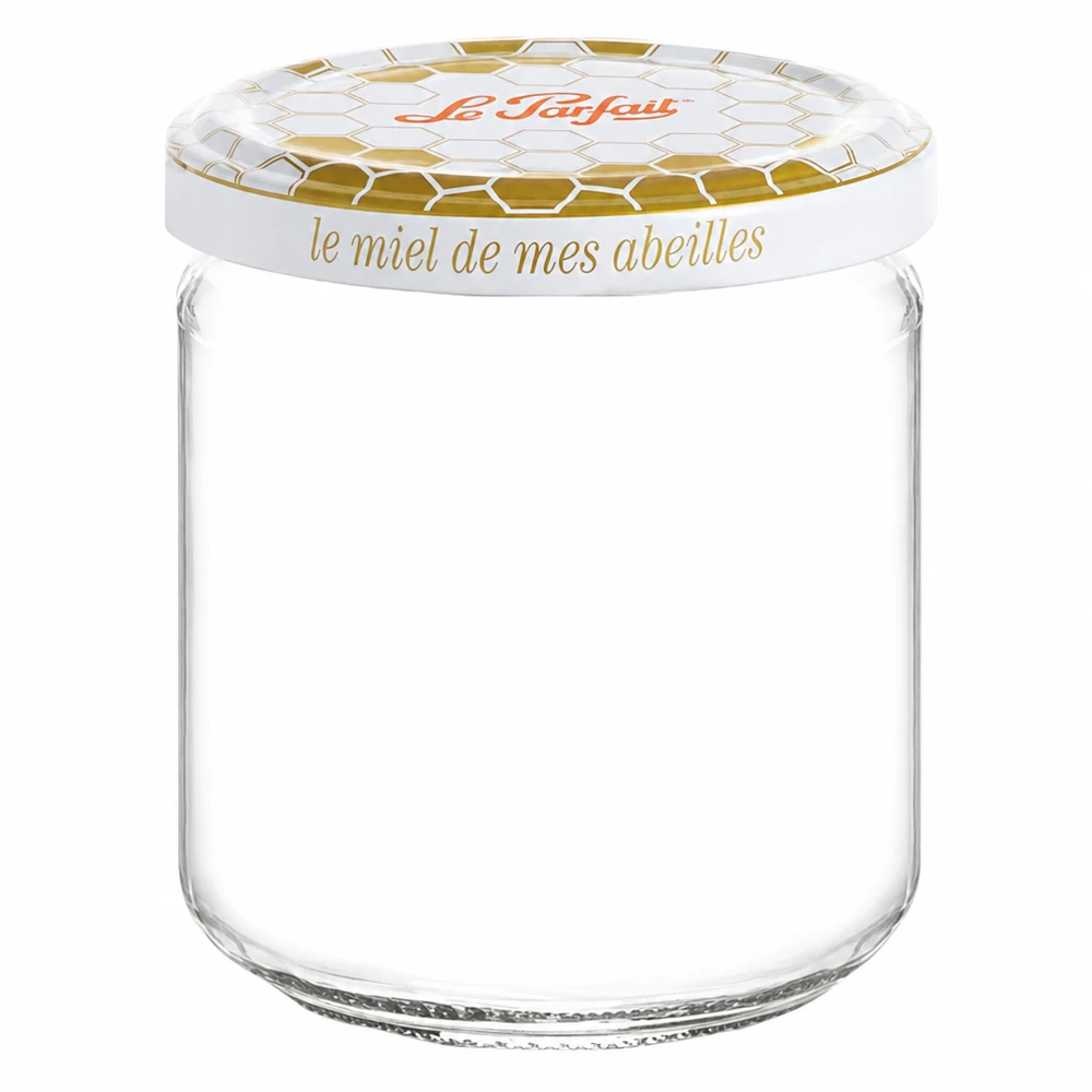 212ml Vorratsglas "Honey" mit Schraubdeckel Le Parfait® Słoik do przechowywania miodu Le Parfait 212 ml z zakręcaną pokrywką i wzorem plastra miodu na miód i żywność