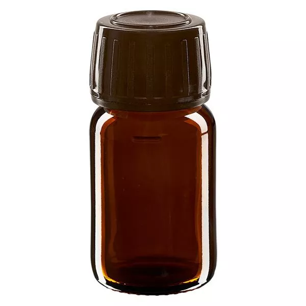 Butelka 30 ml brązowa, zakrętka brązowa z pierścieniem ApoGlas umożliwiającym łatwe manipulowanie. Farmaceutyczna jakość produkcji UE. Gwint 28 mm (PP28). (syrop, butelka z lekkiego szkła) Butelka 30 ml brązowa, zakrętka brązowa z pierścieniem ApoGlas umożliwiającym łatwe manipulowanie. Farmaceutyczna jakość produkcji UE. Gwint 28 mm (PP28). (syrop, butelka z lekkiego szkła)