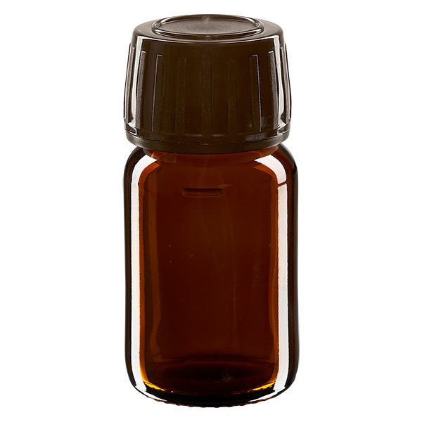 Butelka 30 ml brązowa, zakrętka brązowa z pierścieniem ApoGlas umożliwiającym łatwe manipulowanie. Farmaceutyczna jakość produkcji UE. Gwint 28 mm (PP28). (syrop, butelka z lekkiego szkła) Butelka 30 ml brązowa, zakrętka brązowa z pierścieniem ApoGlas umożliwiającym łatwe manipulowanie. Farmaceutyczna jakość produkcji UE. Gwint 28 mm (PP28). (syrop, butelka z lekkiego szkła)