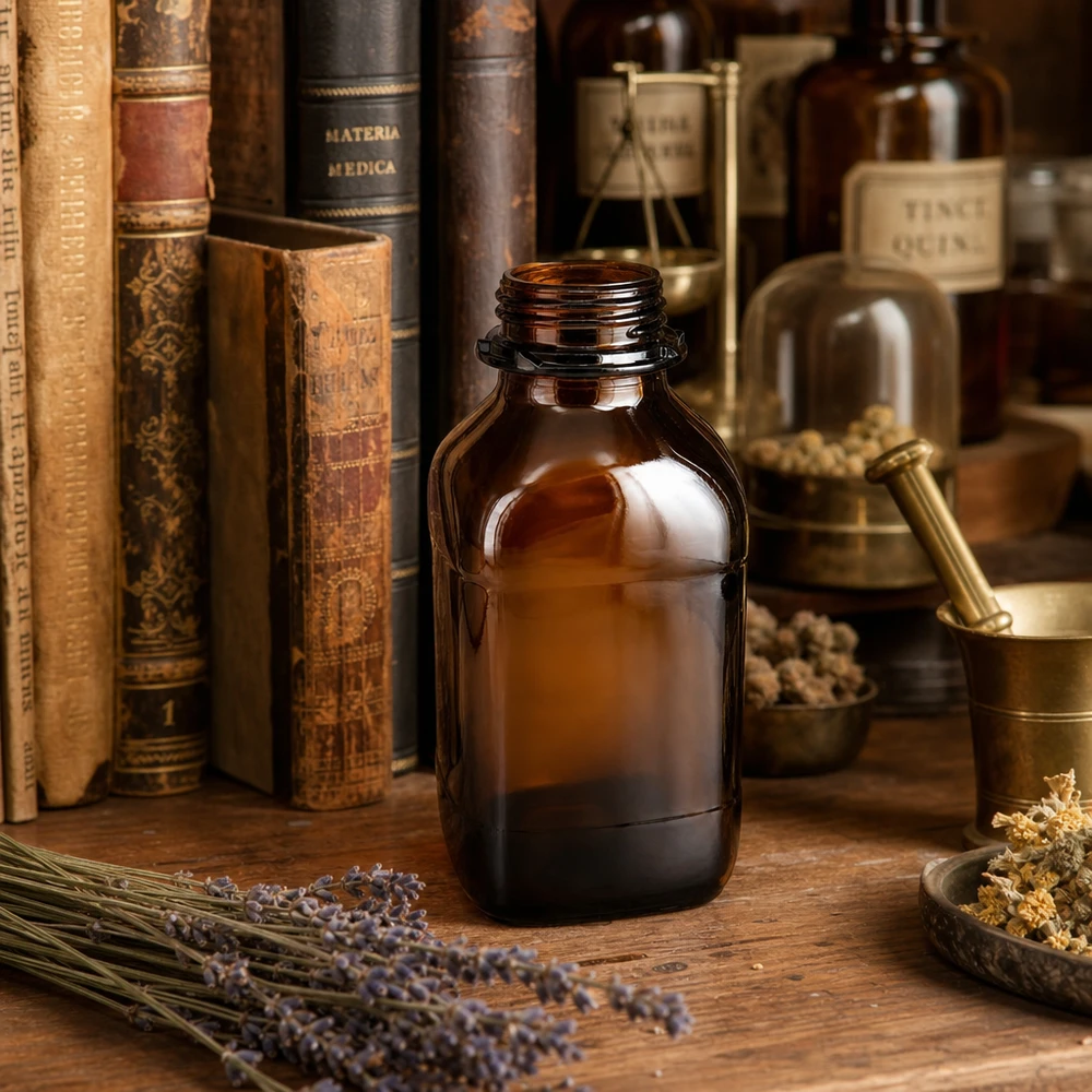 Butelka farmaceutyczna 1000 ml wykonana z bursztynowego szkła w stylu vintage do zastosowań farmaceutycznych