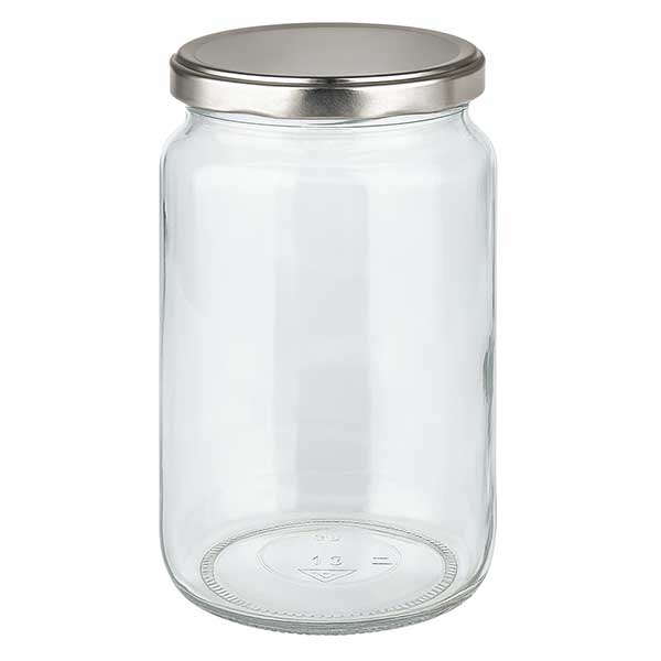 Słoik okrągły 795 ml z pokrywką BasicSeal w kolorze srebrnym UN..
