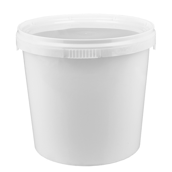 Wiadro o pojemno&#347;ci 1 litra wykonane z bia&#322;ego plastiku PP z pokrywk&#261;