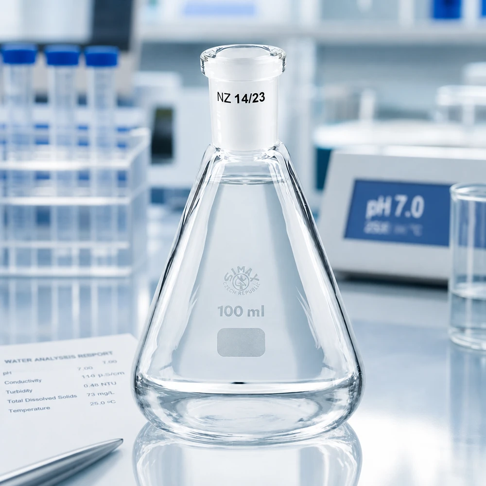 Kolba Erlenmeyera 100 ml ze standardowym szlifowanym złączem (14/23) Kolba Erlenmeyera 100 ml ze standardowym szlifowanym złączem (14/23)