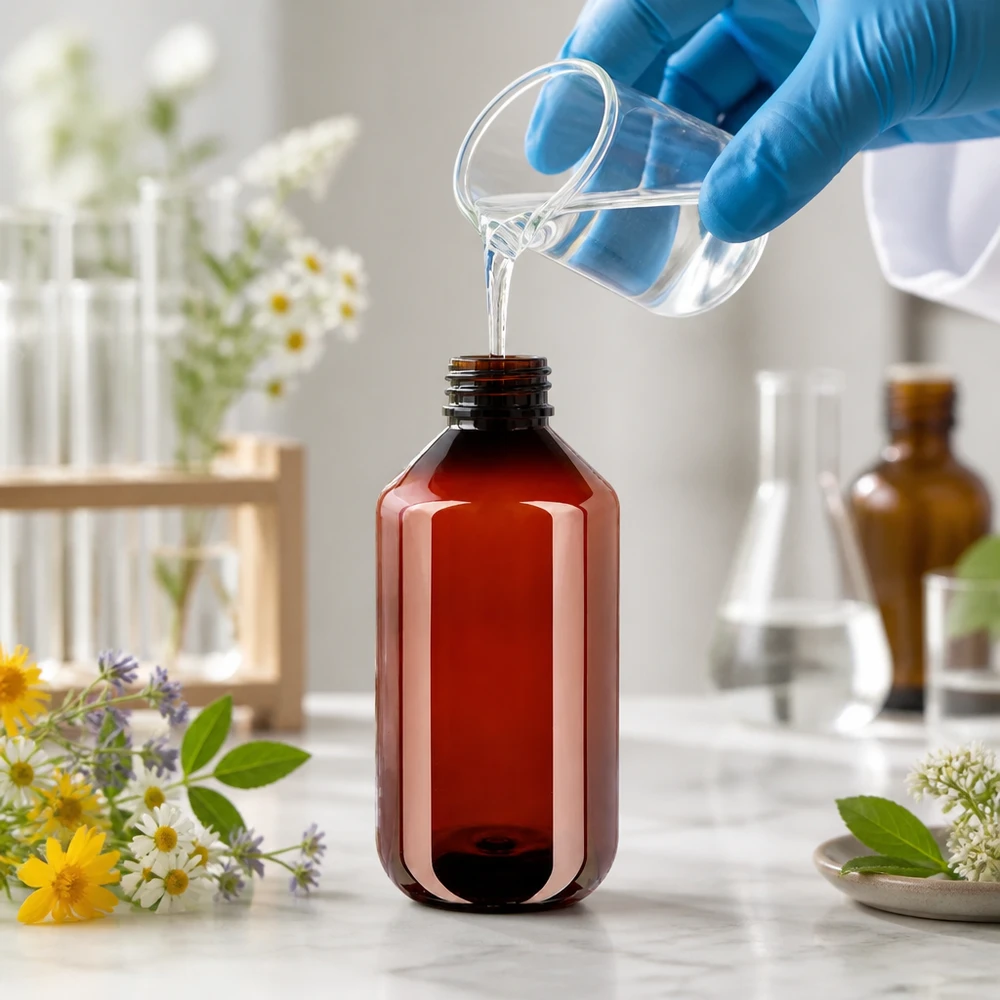 Lichtschutzflasche PET 500ml mit OV Spritzverschluss für Tinkturen und Seren