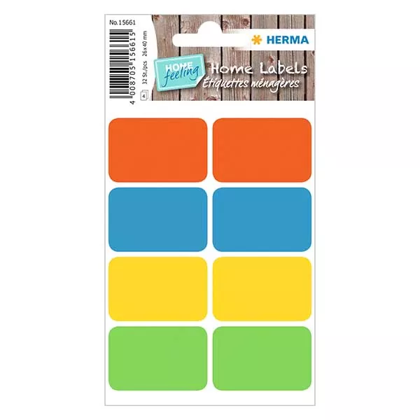 Etykiety uniwersalne kolorowe (32 naklejki) 26x40mm | 4 arkusze = 32 naklejki papierowe Etykiety uniwersalne kolorowe (32 naklejki) 26x40mm | 4 arkusze = 32 naklejki papierowe