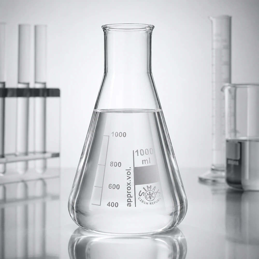 Kolba Erlenmeyera z szeroką szyjką 100 ml Przezroczysta kolba Erlenmeyera z szeroką szyjką o pojemności 100 ml wykonana z wysokiej jakości szkła do eksperymentów chemicznych