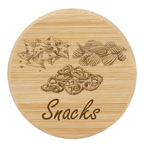 Drewniana pokrywka „Snacks” do WECK RR100 Drewniana pokrywka „Snacks” do WECK RR100