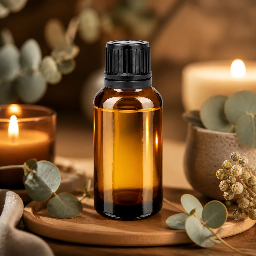 30 ml butelka z ciemnego szkła z czarnym zakraplaczem do aromaterapii