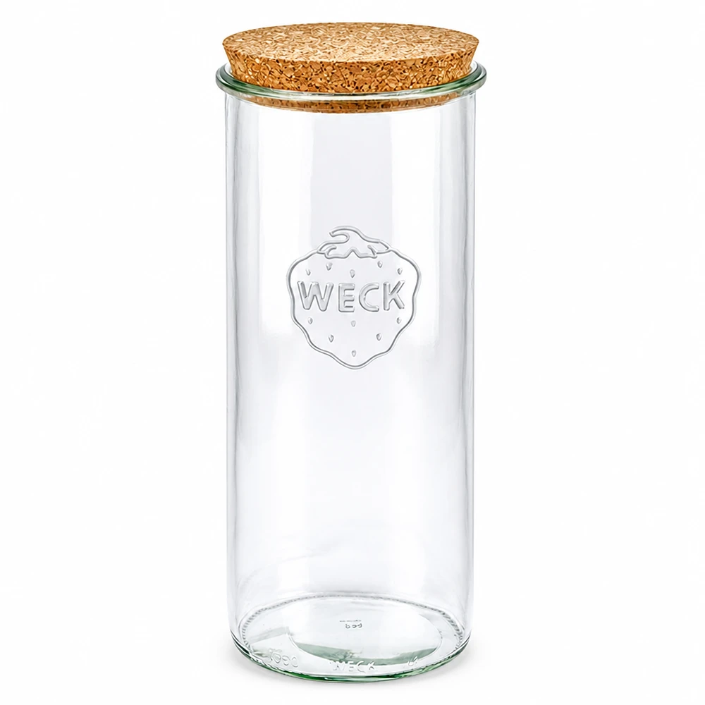Tumbler 1500ml WECK RR100 z korkiem naturalny Słoik WECK RR100 1500ml z pokrywką z naturalnego korka przezroczysty słoik do przechowywania przetworów