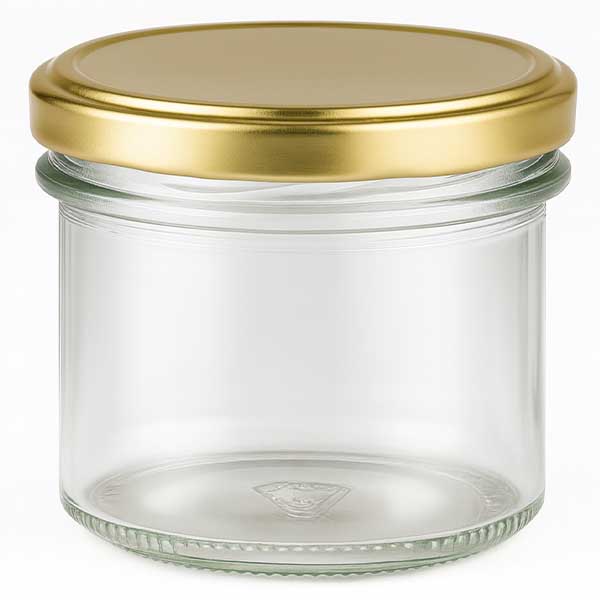 Słoik z pokrywką BasicSeal, złoty UNiTWIST 125ml Sturzglas leer mit goldenem BasicSeal Deckel UNiTWIST für Marmelade und Konserven