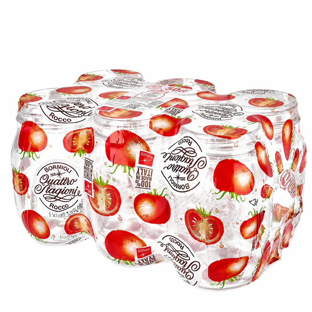 Słoik okrągły 700 ml „Quattro Stagioni” z pokrywką Słoiki na przetwory Quattro Stagioni 700ml zestaw 6 z pokrywką z motywem truskawek Włoskie słoiki na przetwory Bormioli Rocco