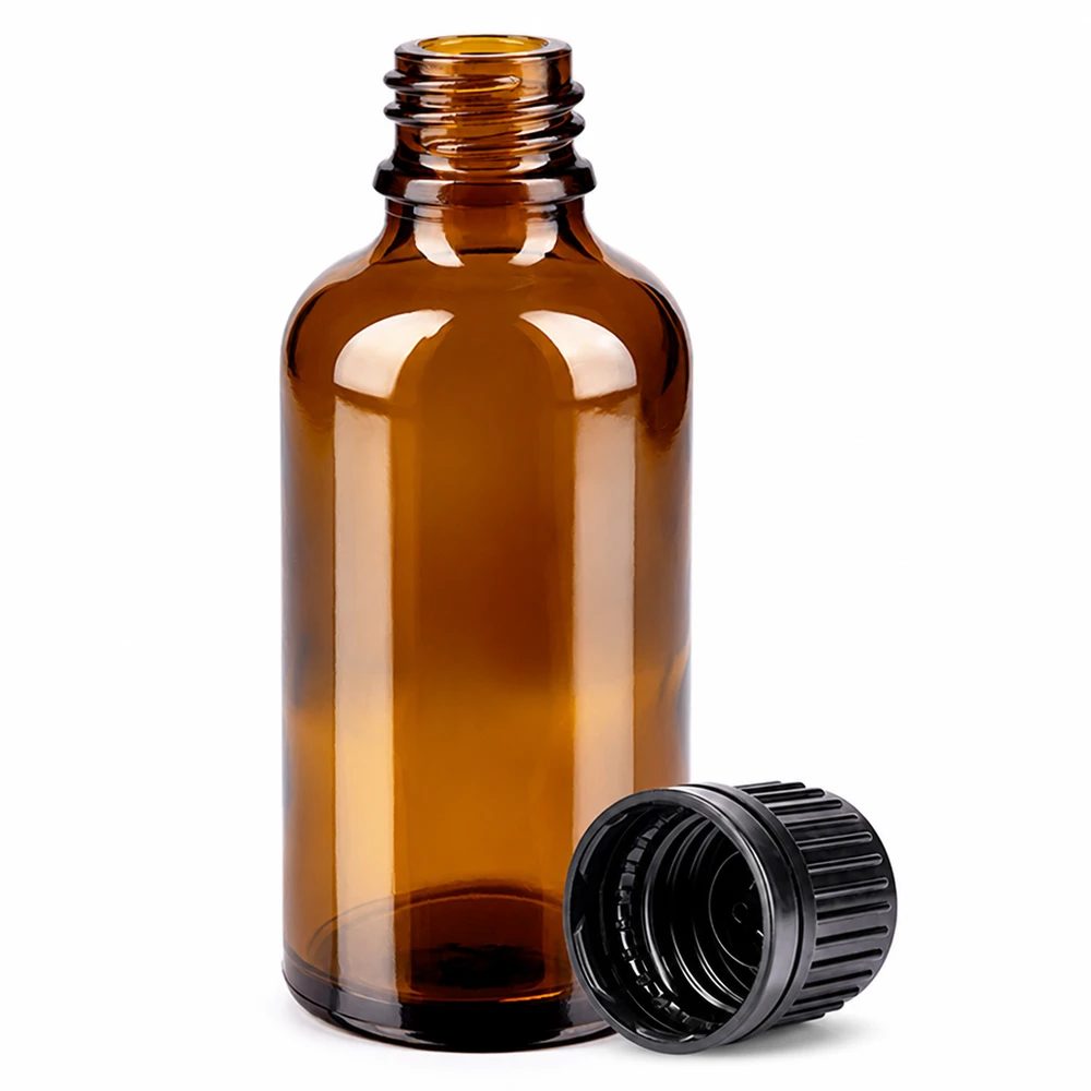Butelka 50 ml 11 mm SV czarna OV BrownLine UT18/50 Brązowa butelka aptekarska 50 ml z gwintem i zdejmowaną zakrętką do substancji wrażliwych na światło