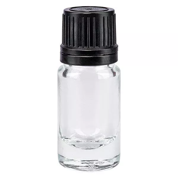 Butelka apteczna przezroczysta 5ml zakrętka czarny nalewak r. OV Butelka apteczna przezroczysta 5ml zakrętka czarny nalewak r. OV