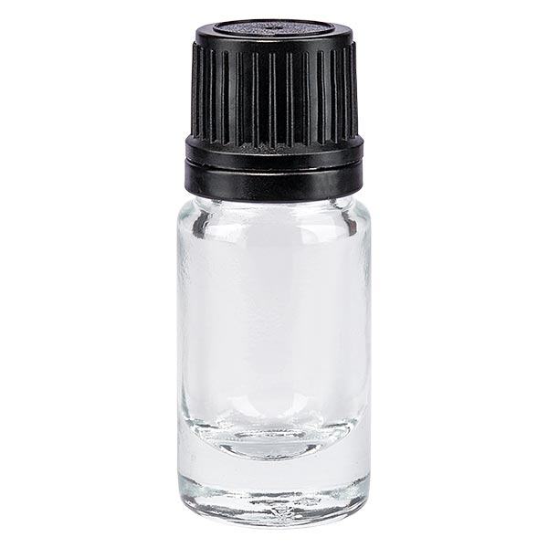 Butelka apteczna przezroczysta 5ml zakrętka czarny nalewak r. OV Butelka apteczna przezroczysta 5ml zakrętka czarny nalewak r. OV
