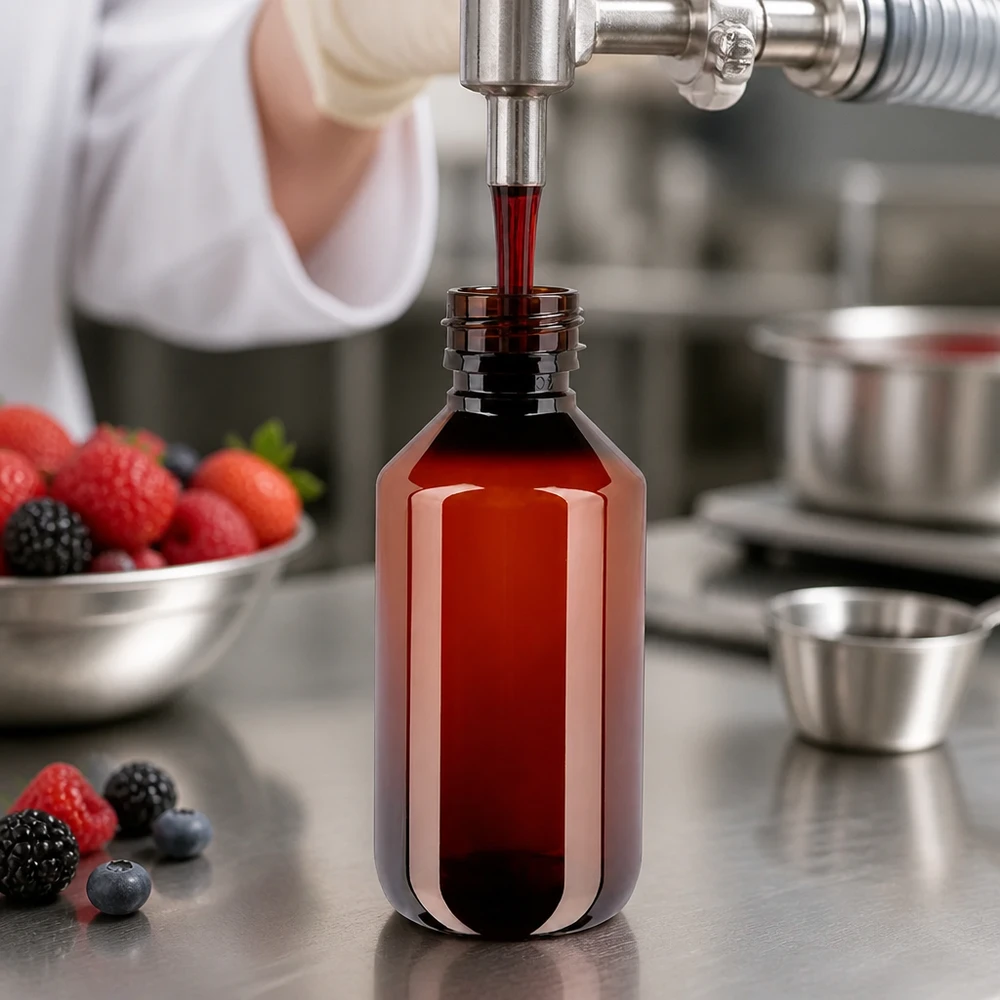 Lichtschutz PET Flasche 200ml braun mit Standardverschluss für Beeren- und Pflanzensäfte