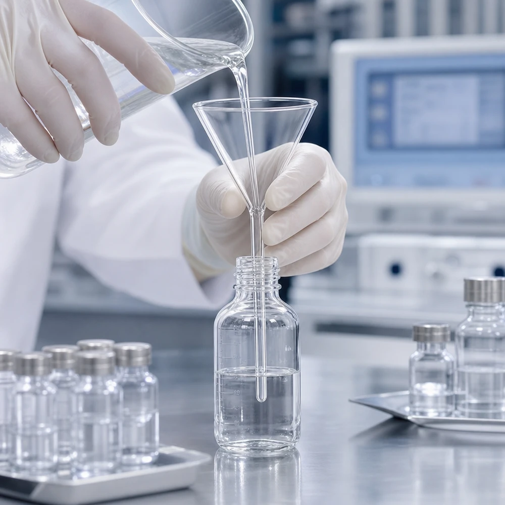Lejek Ø 100 mm do wapna sodowanego, kąt 60°, krótki Profesjonalny lejek laboratoryjny wykonany z wytrzymałego szkła sodowo-wapniowego, z optymalnym otworem o średnicy 100 mm, zapewniającym bezpieczeństwo podczas eksperymentów