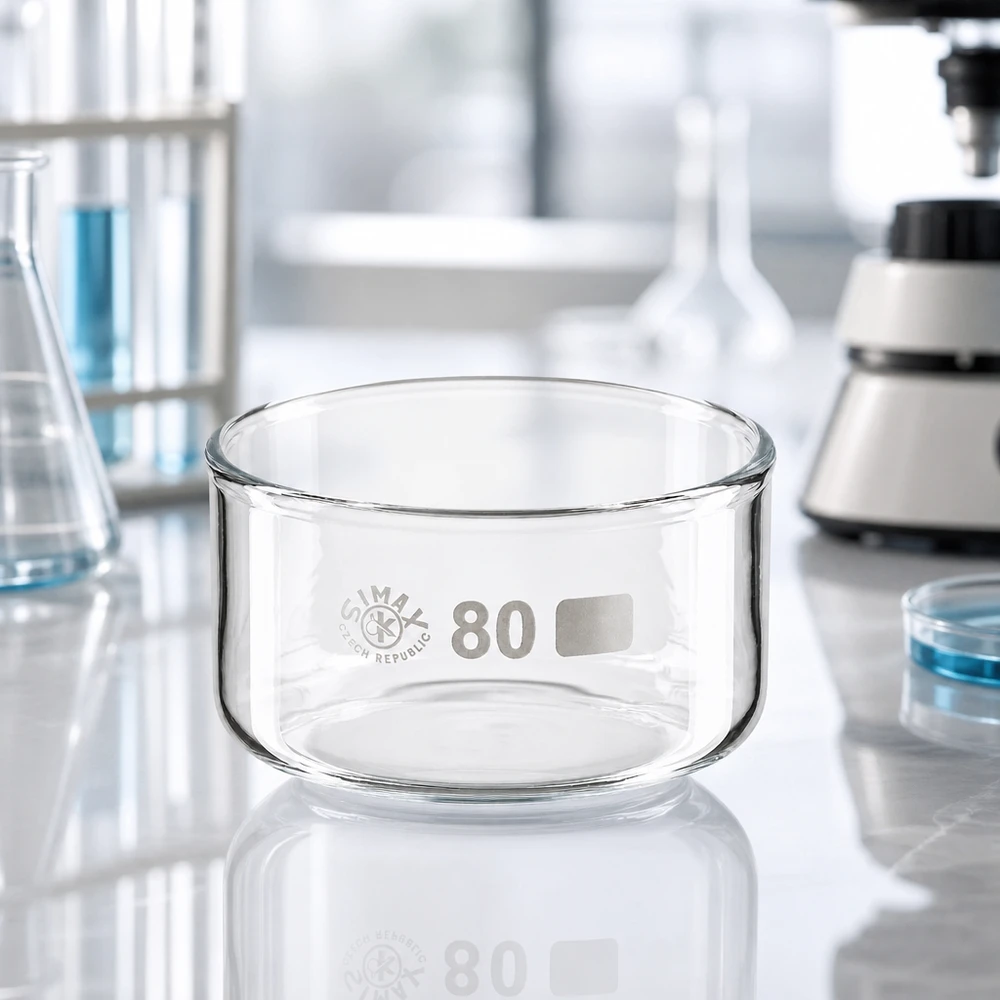 Miska krystalizacyjna SIMAX 150 ml, o kształcie cylindrycznym, bez wylewki, szkło borokrzemowe, szkło laboratoryjne, 80 mm