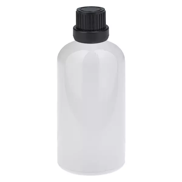 Butelka z zakraplaczem 100 ml, 2 mm, czarna, zamknięcie zabezpieczające przed otwarciem przez osoby nieuprawnione WhiteLine UT18/100