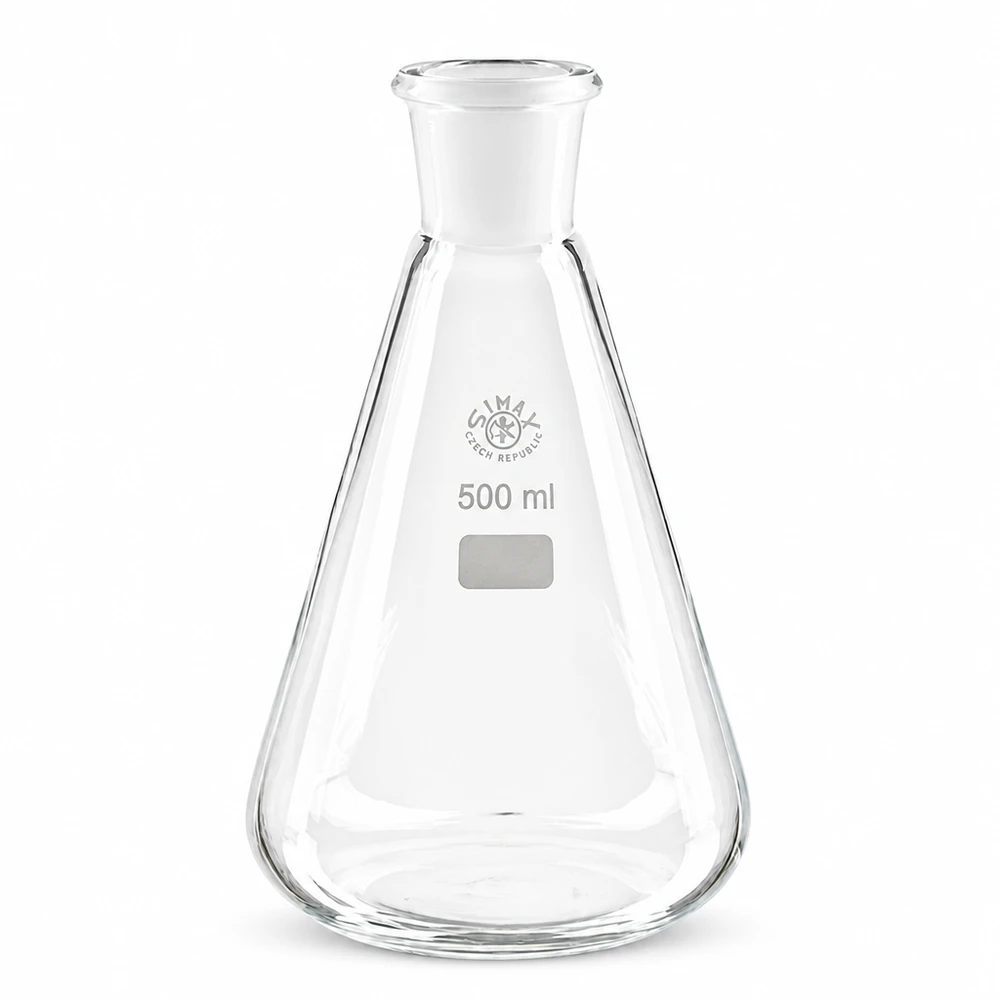 Szklana kolba stożkowa 500 ml ze szlifowanym złączem NS 29/32 do precyzyjnych prac laboratoryjnych
