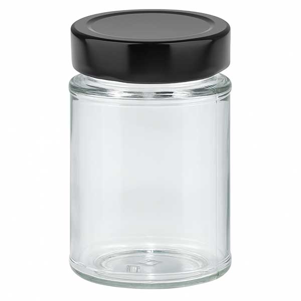 Słoik okrągły 202 ml + pokrywka BasicSeal czarna głęboka UN..