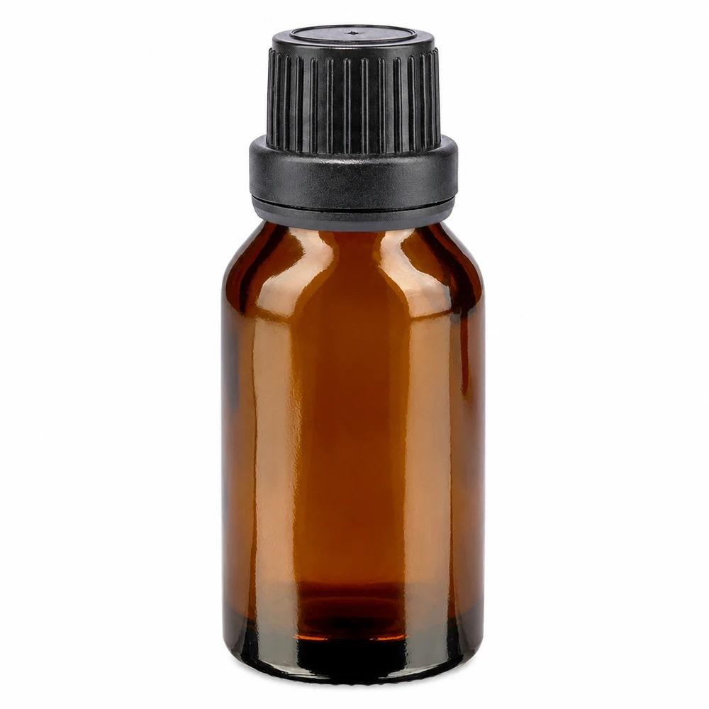 Butelka apteczna brązowa 30ml zakrętka czarna szczelna OV 30 ml brązowa szklana buteleczka apteczna z czarnym zakrętkiem i plombą zabezpieczającą