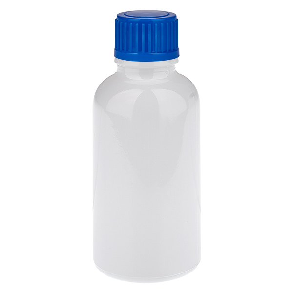 Butelka 30 ml z niebieskim zakrętką 11 mm, standardowa WhiteLine UT18/30 Butelka 30 ml z niebieskim zakrętką 11 mm, standardowa WhiteLine UT18/30
