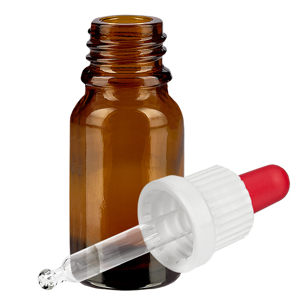 Butelka z pipetą 10 ml, biała/czerwona OV BrownLine UT18/10