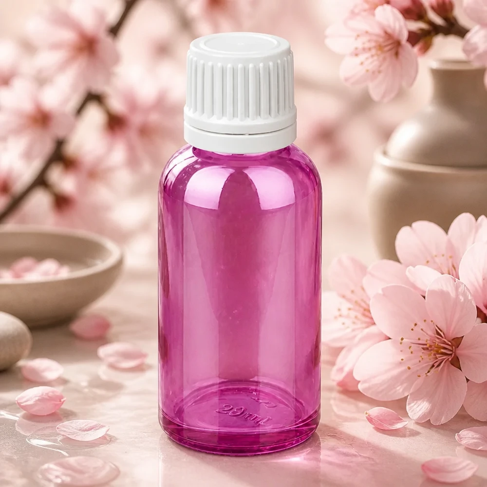Butelka 30 ml z białą zakrętką 11 mm Oryginalna zakrętka PurpleLine UT18/30 Butelka 30 ml z otworem 11 mm w kolorze fioletowym do precyzyjnego dozowania olejków pielęgnacyjnych i esencji.