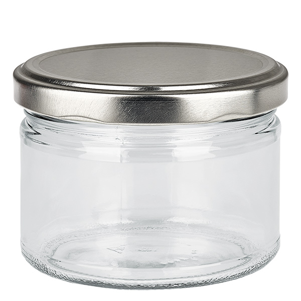 Słoik okrągły 540 ml + pokrywka BasicSeal srebrna matowa UN..