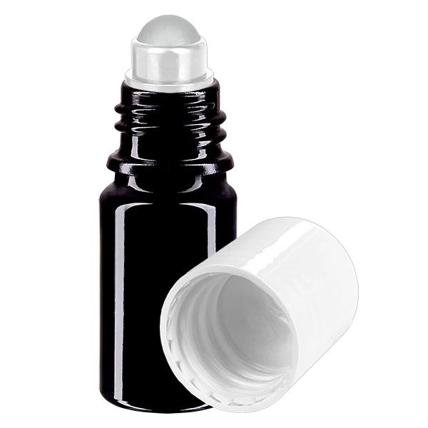 Butelka apteczna viol. 5ml nakrętka roll-on biała Butelka apteczna viol. 5ml nakrętka roll-on biała