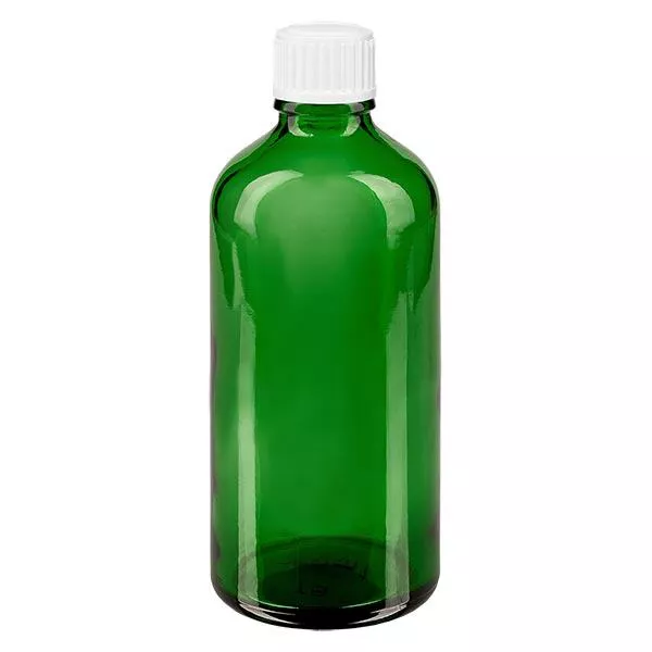 Butelka apteczna zielona 100ml zakrętka białe kuleczki St