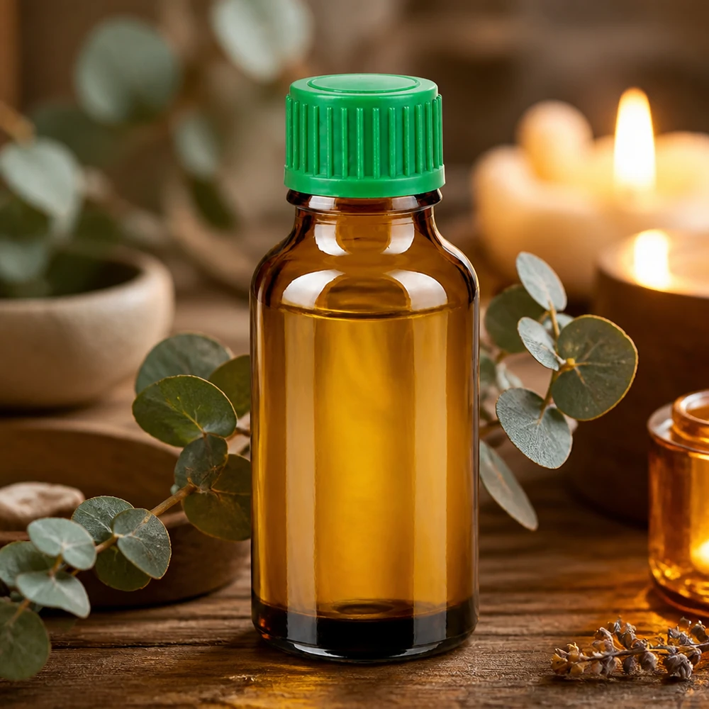 20 ml butelka z kroplomierzem 0,8 mm zielona STD BrownLine UT18/20 Mała buteleczka z bursztynowego szkła o pojemności 20 ml z zieloną nakrętką do aromaterapii i kosmetyków naturalnych