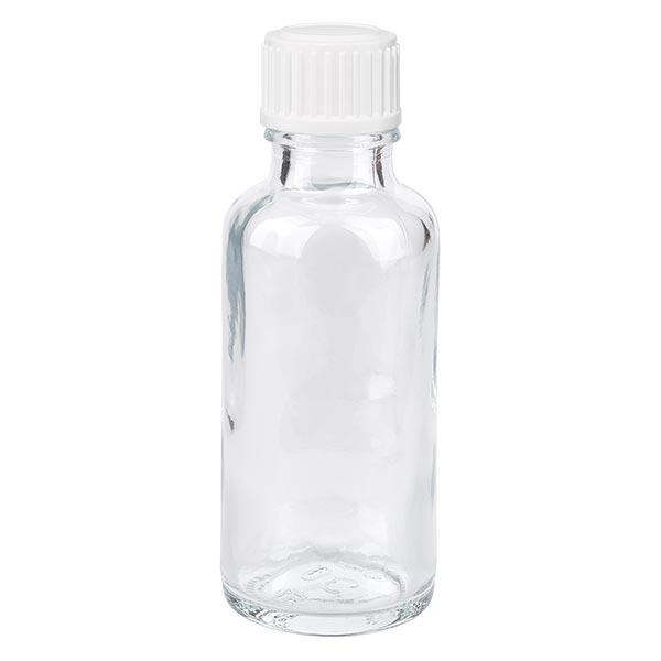 Butelka apteczna przezroczysta 30ml zakrętka biała szt. Butelka apteczna przezroczysta 30ml zakrętka biała szt.