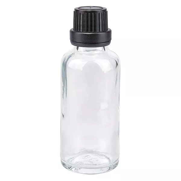 Butelka apteczna przezroczysta 30ml drip v. Pr. 2mm czarny OV