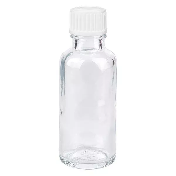 Butelka apteczna przezroczysta 30ml zakraplacz biały 0,8mm szt. Butelka apteczna przezroczysta 30ml zakraplacz biały 0,8mm szt.