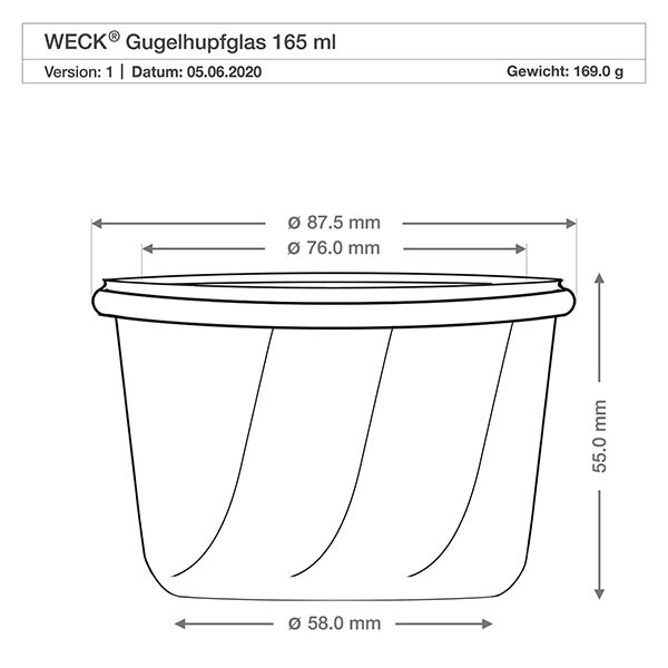 Słoik Gugelhupf 165ml WECK RR80 z korkiem naturalny Słoik Gugelhupf 165ml WECK RR80 z korkiem naturalny