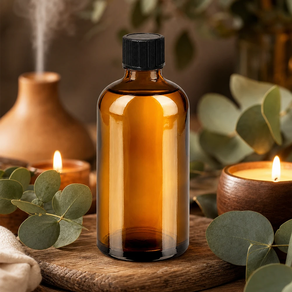100 ml butelka z zakraplaczem 1 mm czarna STD BrownLine UT18/100 Bursztynowa szklana butelka o pojemności 100 ml z zakraplaczem, idealna do aromaterapii i kosmetyków naturalnych.