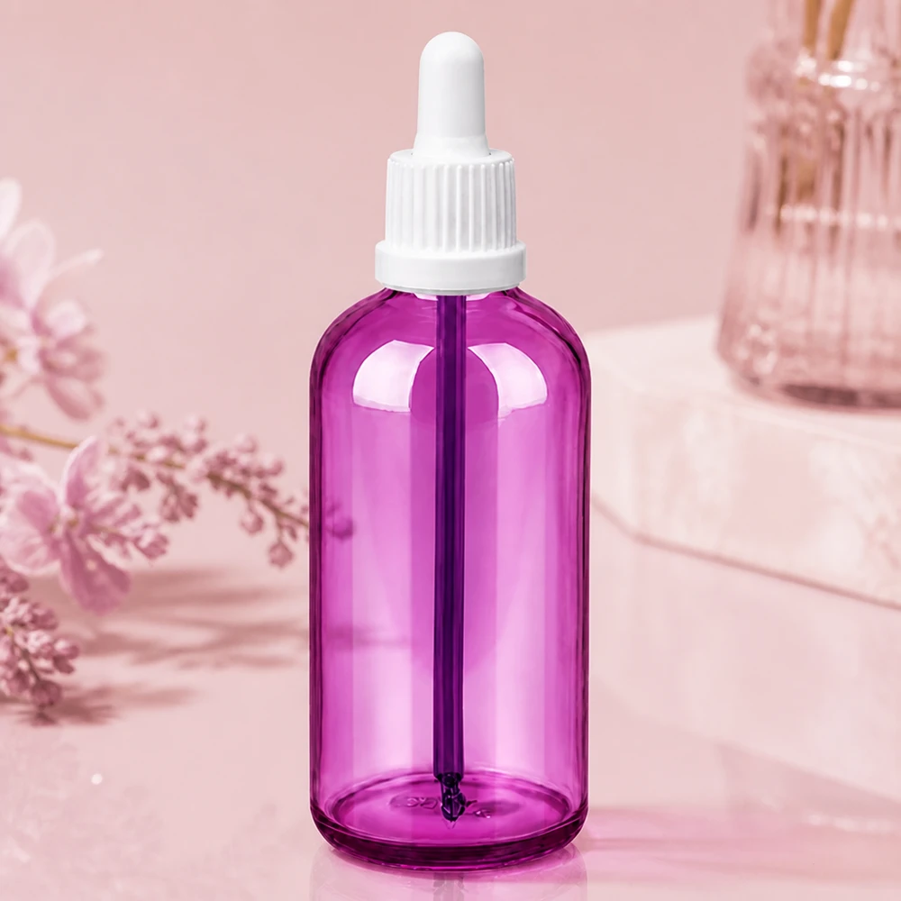 Butelka z pipetą 100 ml biała zakrętka Originality PurpleLine UT18/100 Butelka z pipetą 100 ml z białą zakrętką OV UT18/100 do bezpiecznego przechowywania produktów kosmetycznych