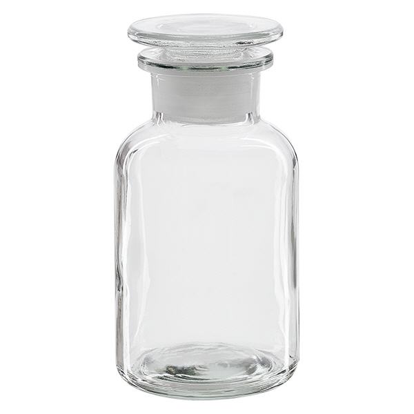 Okr&#261;g&#322;a butelka na rami&#281; 250 ml, przezroczysta, szklana zatyczka z szerok&#261; szyjk&#261;