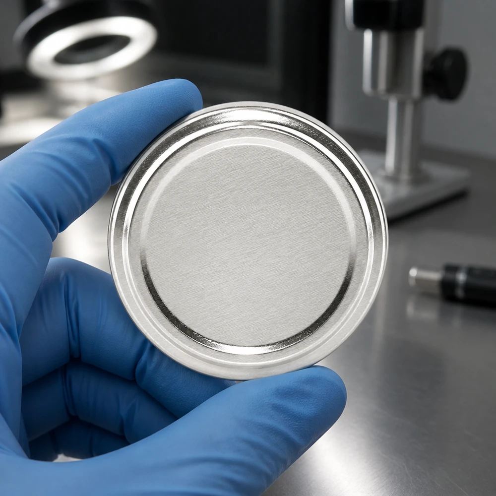 Pokrywka BasicSeal 63 mm, srebrna (TO63) UNiTWIST Środowisko laboratoryjne BasicSeal TO63, pokrywka 63 mm, srebrna, UNiTWIST – kontrola jakości w rękawiczkach