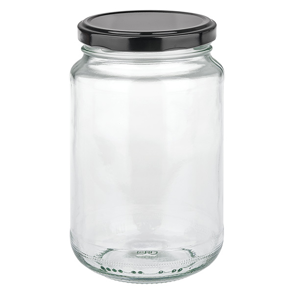 375 ml okr&#261;g&#322;y s&#322;oik z pokrywk&#261; BasicSeal czarn&#261; UN..