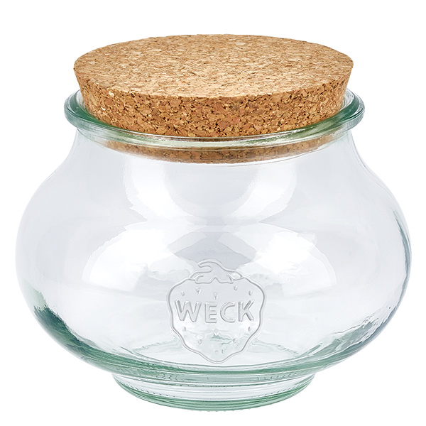 Słoik jubilerski 560ml WECK RR80 z korkiem naturalny WECK słoik na biżuterię 560ml RR80 z pokrywką z naturalnego korka słoik na przetwory z pokrywką z korka