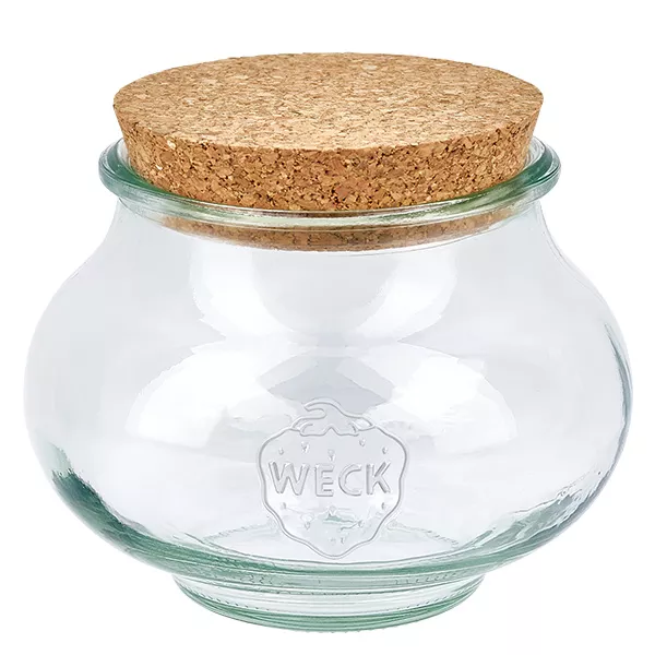 Słoik jubilerski 560ml WECK RR80 z korkiem naturalny WECK słoik na biżuterię 560ml RR80 z pokrywką z naturalnego korka słoik na przetwory z pokrywką z korka