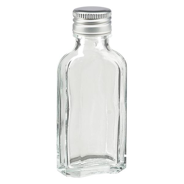 50 ml Meplat przezroczysty z aluminiowym kapslem srebrny PP22