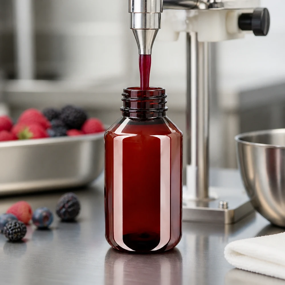 Transparente braune Kunststoffflasche 100ml mit OV Schraubverschluss für flüssige Lebensmittelzusätze