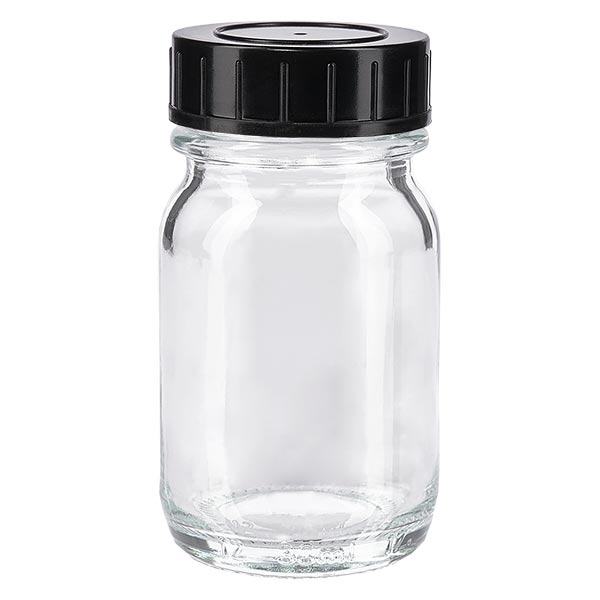 Butelka z szeroką szyjką 30 ml z przezroczystego szkła z zakrętką Butelka z szeroką szyjką 30 ml z przezroczystego szkła z zakrętką