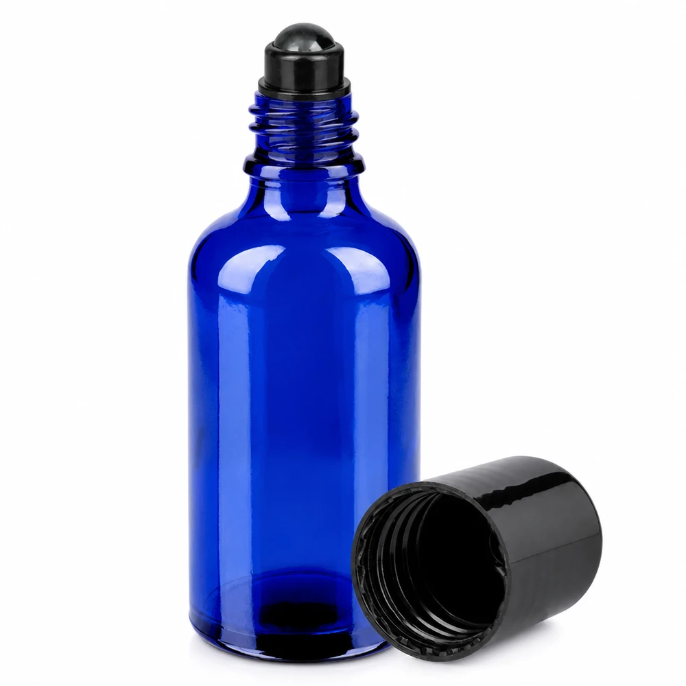Butelka roll-on 50 ml czarna STD BlueLine UT18/50 Butelka roll-on 50 ml z niebieskiego szkła STD BlueLine UT18/50 do kosmetyków i olejków eterycznych