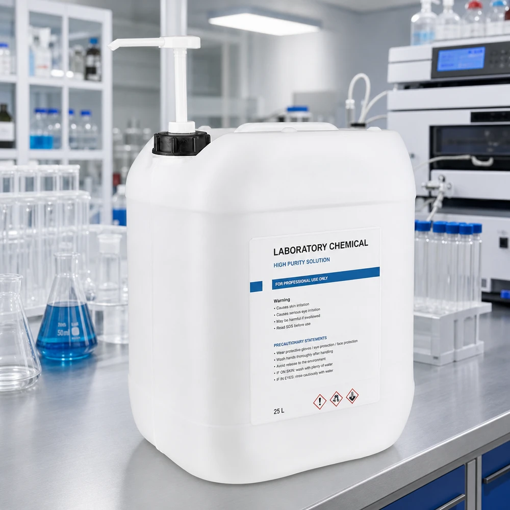 Wytrzymały kanister z HDPE o pojemności 20 litrów z wbudowaną pompą dozującą do profesjonalnego zastosowania laboratoryjnego